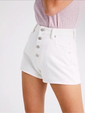 ROLLA'S White High Waist Button-Front Denim Shorts